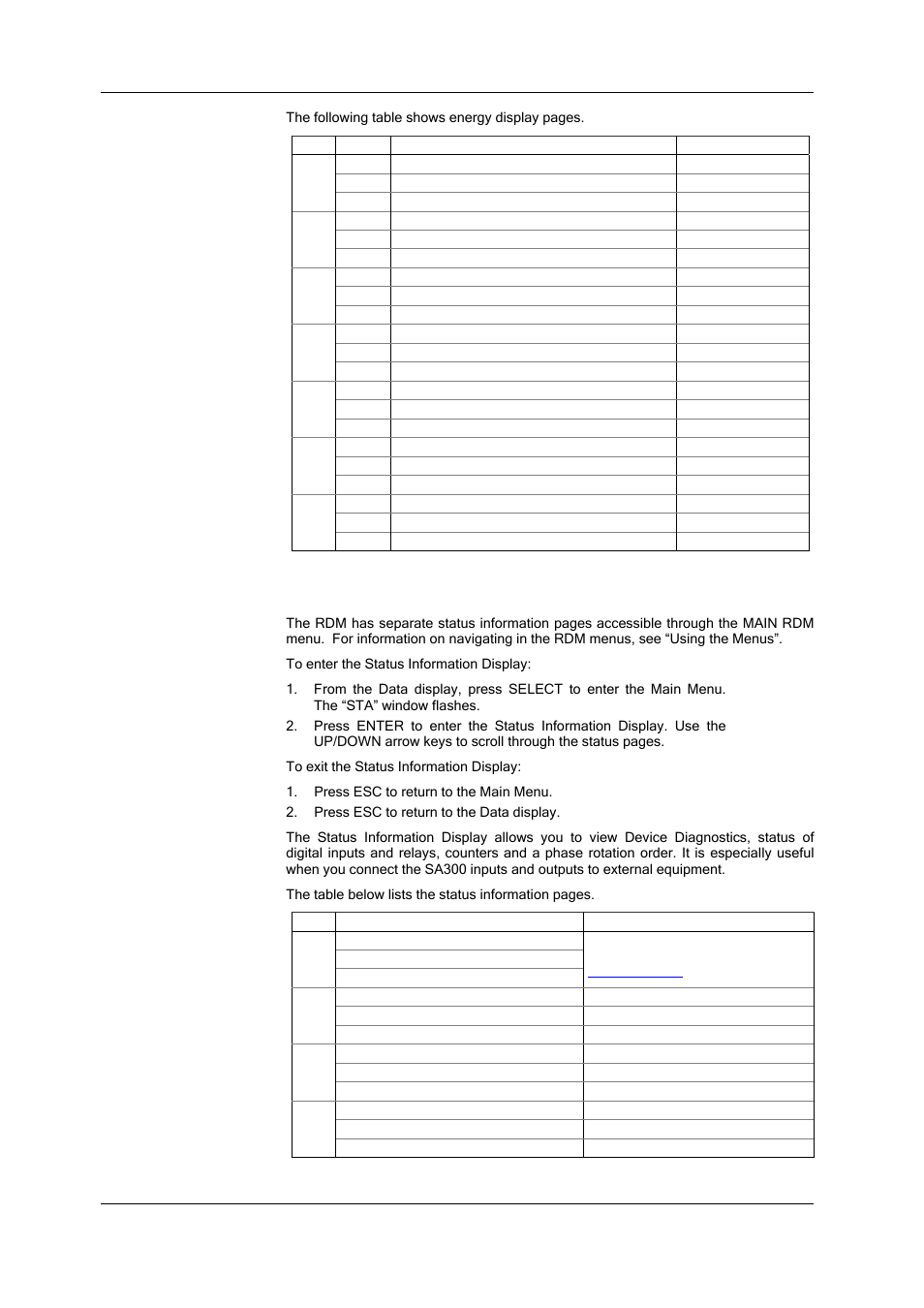 Status information display, Energy display, Below) indicates a critical error | SATEC SA300 ezPAC Operation Manual User Manual | Page 32 / 182