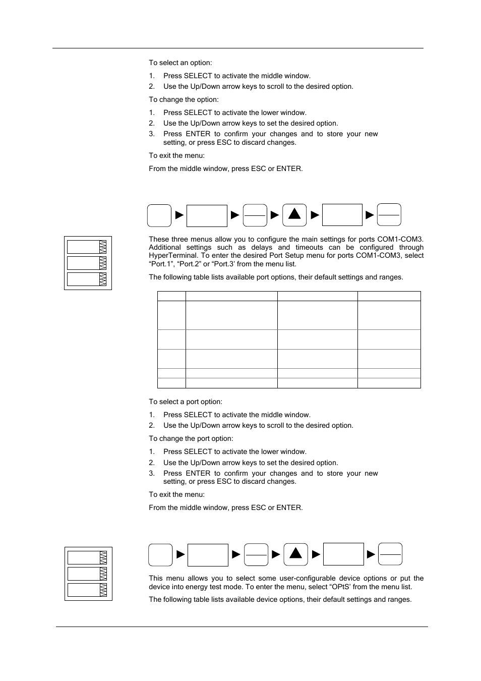 Communication setup menus, Device options menu | SATEC SA300 ezPAC Operation Manual User Manual | Page 39 / 182