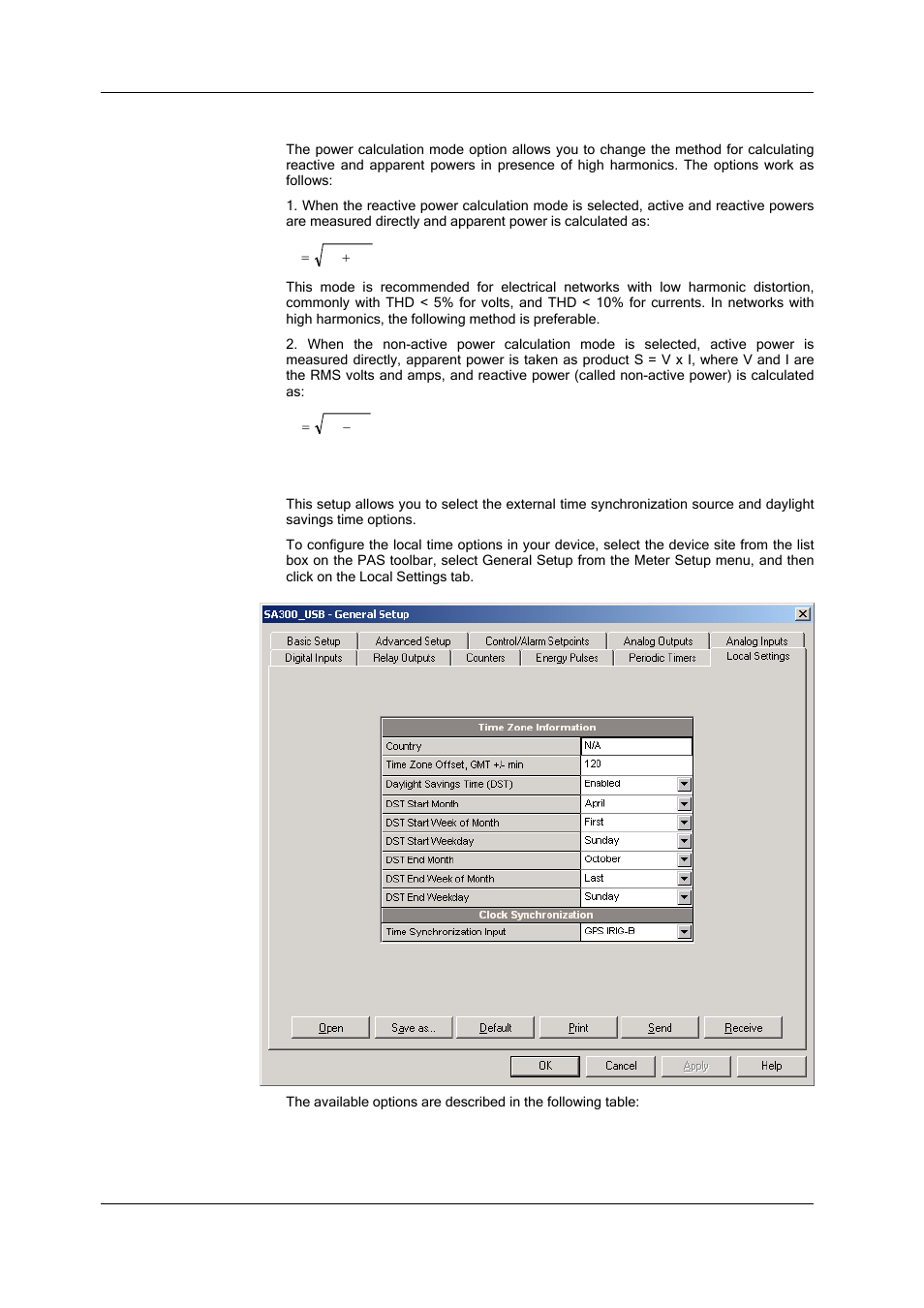 Power calculation modes, Local settings | SATEC SA300 ezPAC Operation Manual User Manual | Page 66 / 182