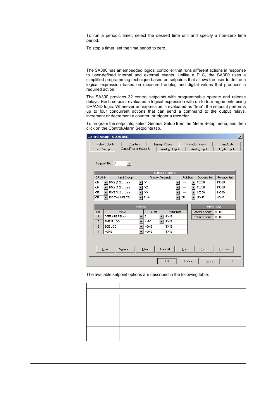 Using control setpoints, Using periodic timers | SATEC SA300 ezPAC Operation Manual User Manual | Page 78 / 182