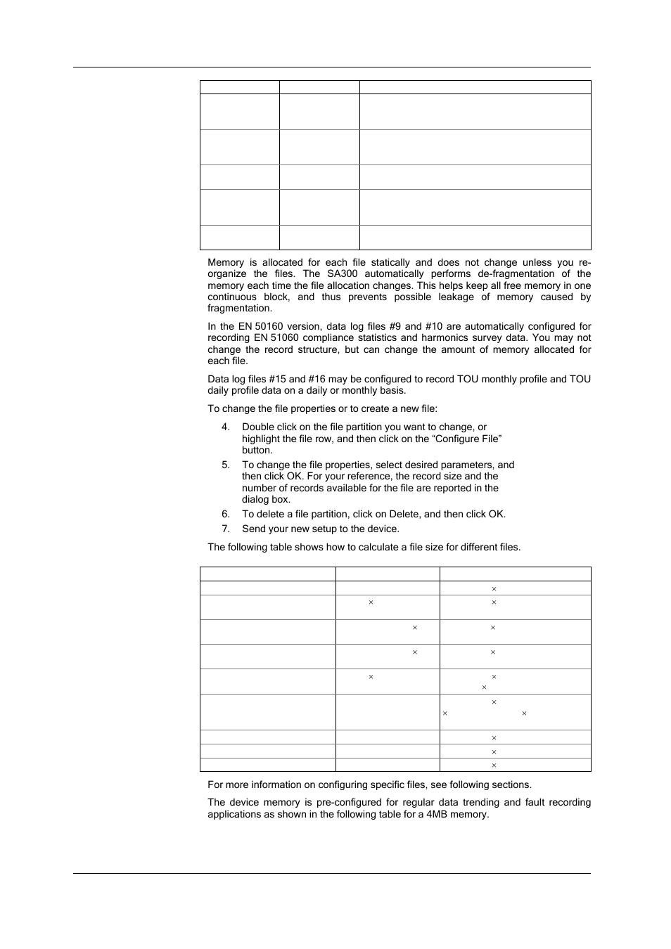 Chapter 8 configuring recorders, Configuring device memory | SATEC SA300 ezPAC Operation Manual User Manual | Page 84 / 182