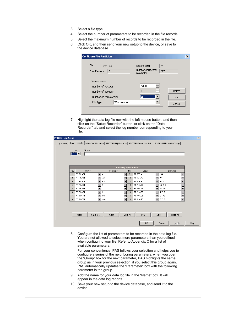 Configuring the data recorder | SATEC SA300 ezPAC Operation Manual User Manual | Page 88 / 182