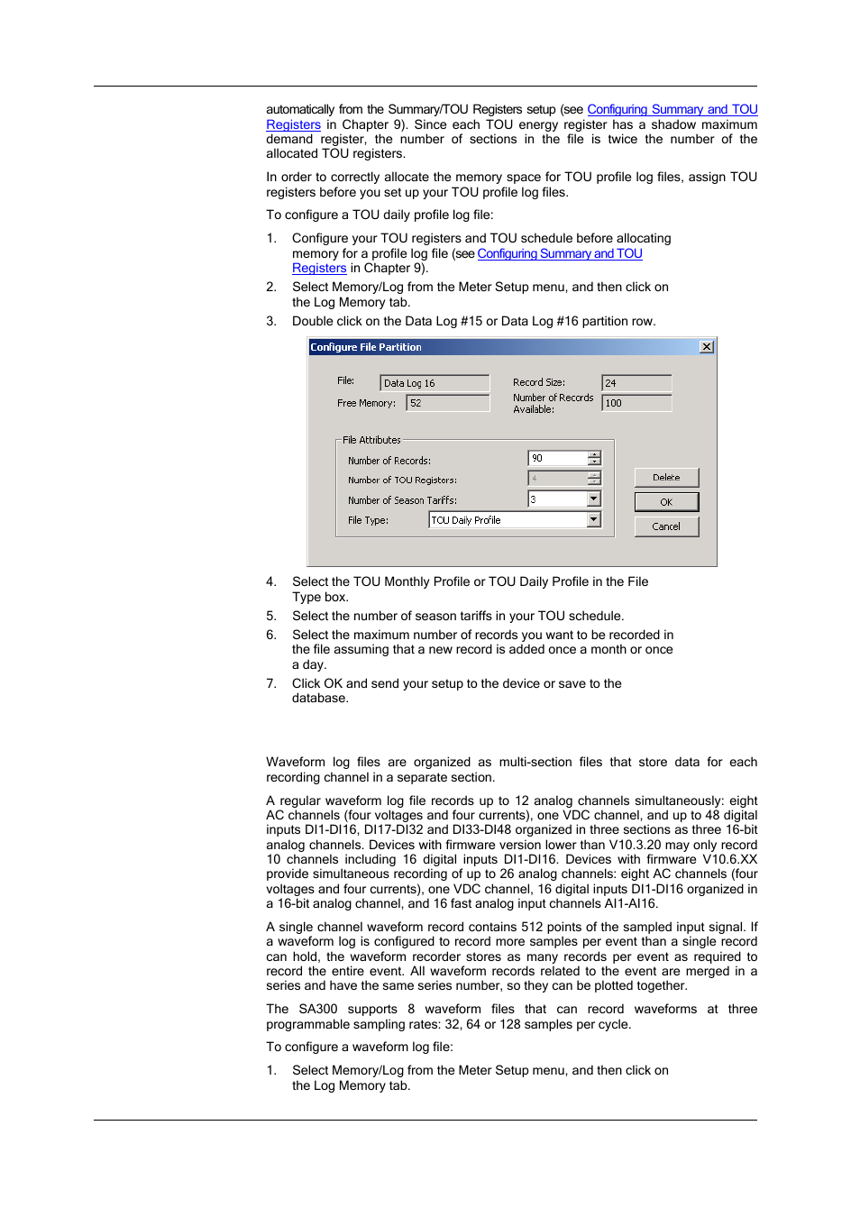 Configuring the waveform recorder | SATEC SA300 ezPAC Operation Manual User Manual | Page 90 / 182