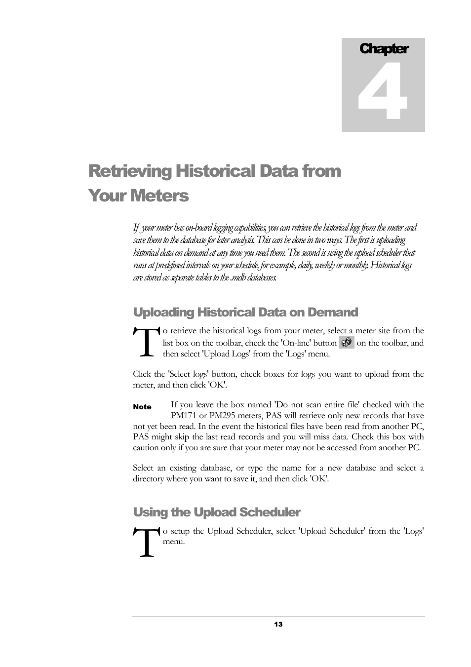 Uploading historical data on demand, Using the upload scheduler | SATEC PAS User Manual | Page 15 / 27