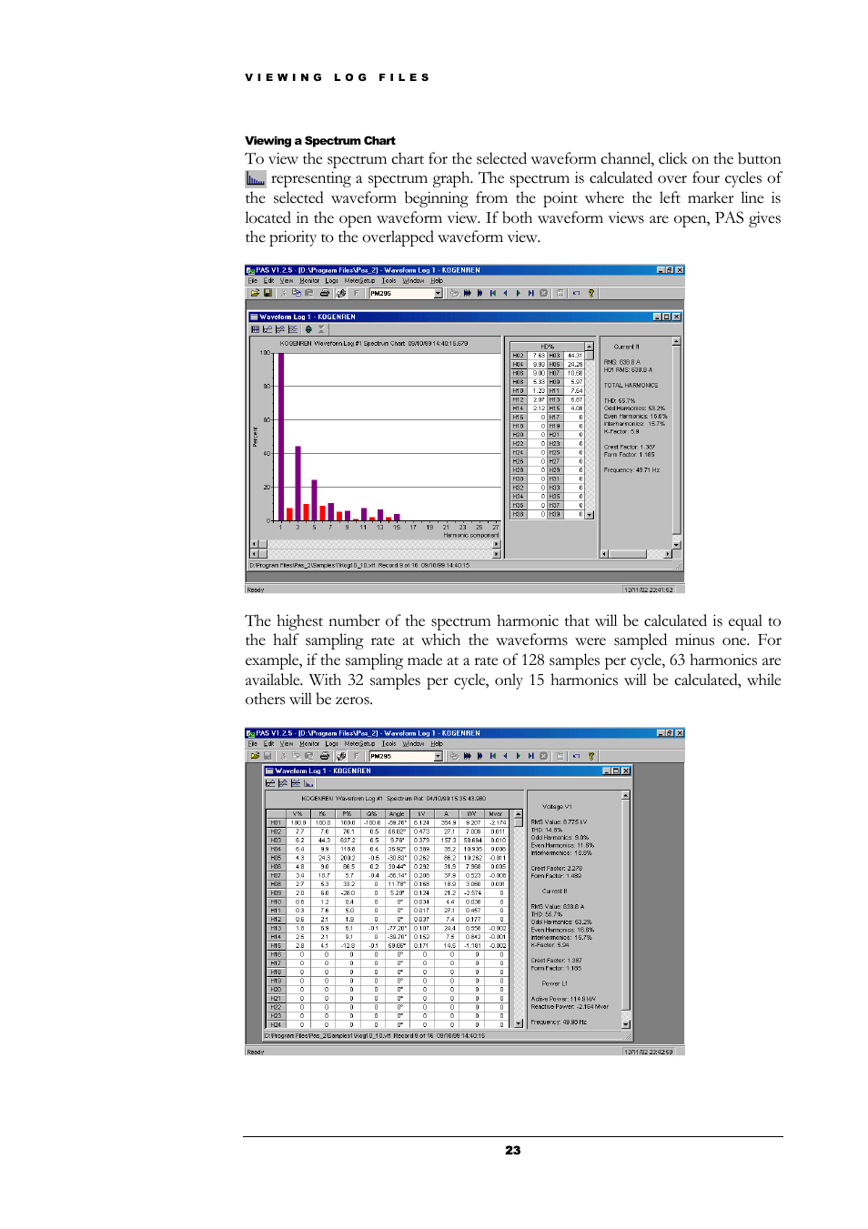 Viewing a spectrum chart | SATEC PAS User Manual | Page 25 / 27