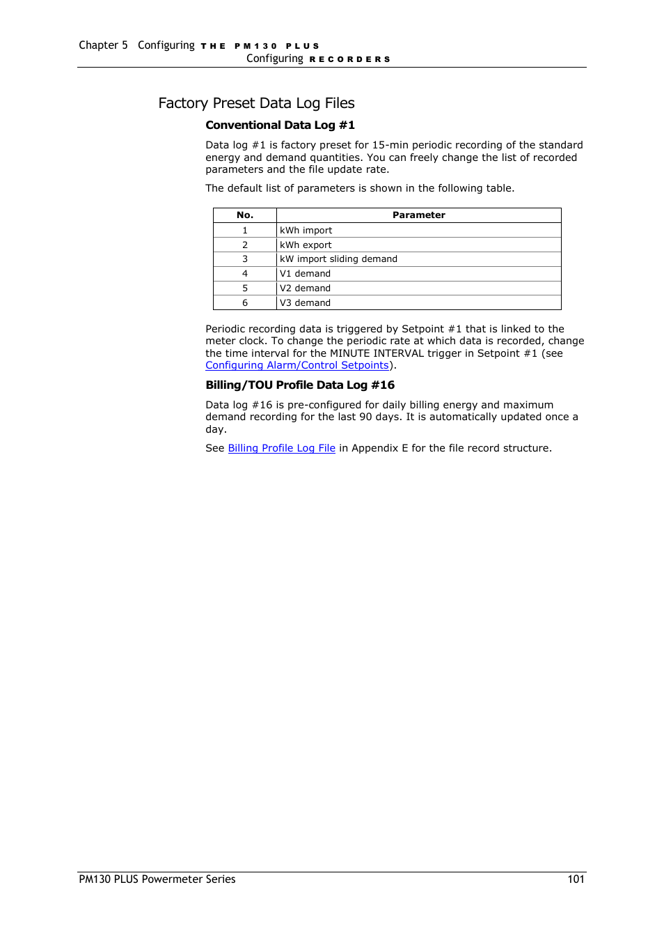 Factory preset data log files | SATEC PM130 PLUS Manual User Manual | Page 101 / 159