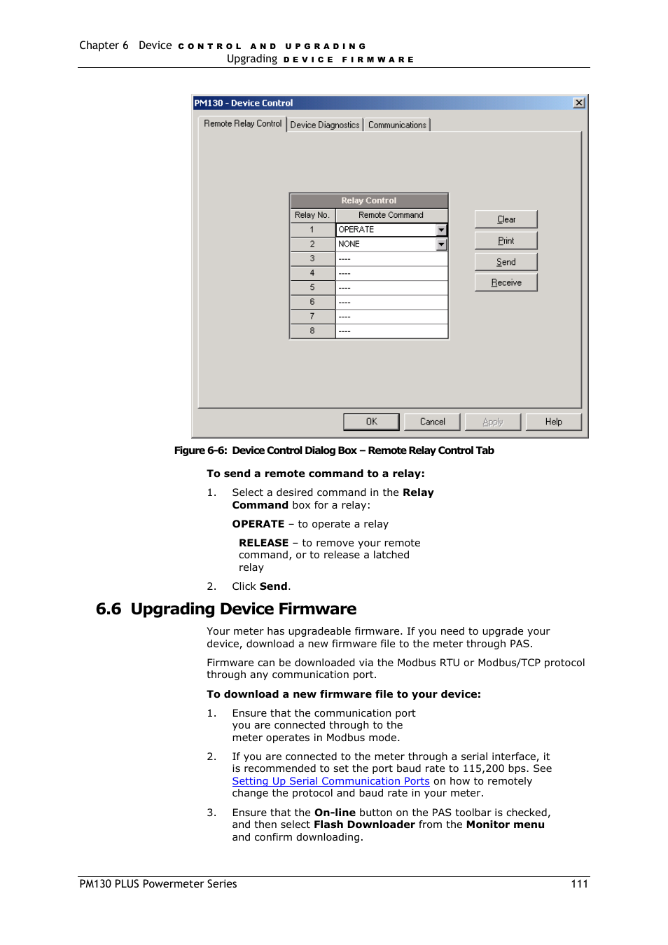 Upgrading device firmware, 6 upgrading device firmware | SATEC PM130 PLUS Manual User Manual | Page 111 / 159