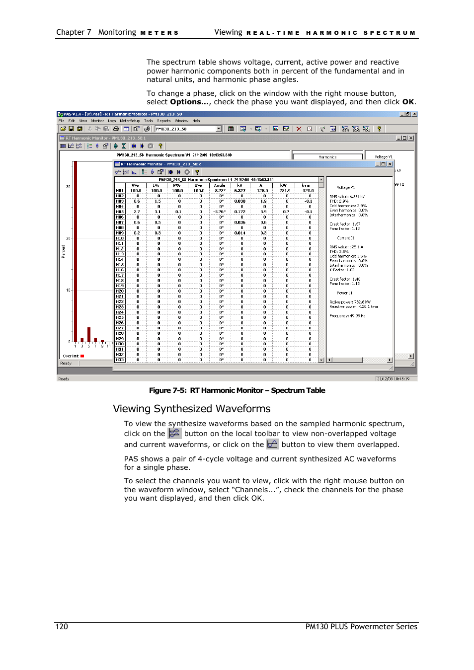 Viewing synthesized waveforms | SATEC PM130 PLUS Manual User Manual | Page 120 / 159