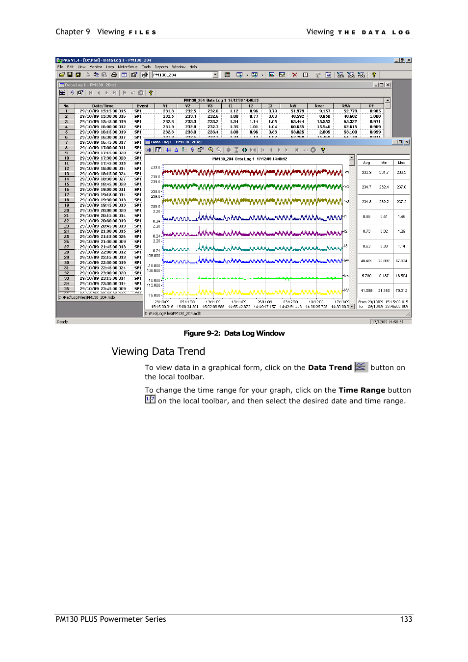 Viewing data trend | SATEC PM130 PLUS Manual User Manual | Page 133 / 159