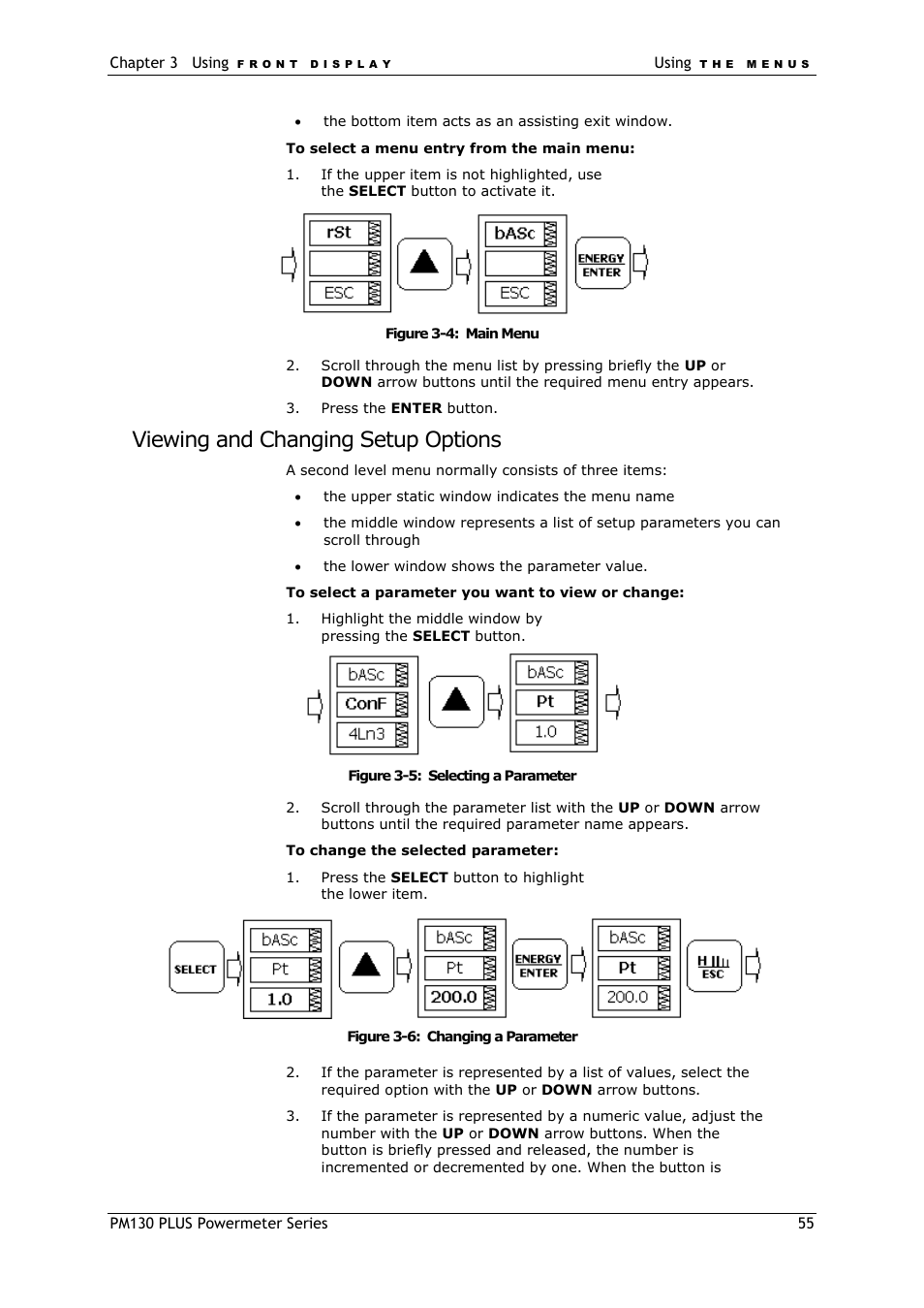 Viewing and changing setup options | SATEC PM130 PLUS Manual User Manual | Page 55 / 159