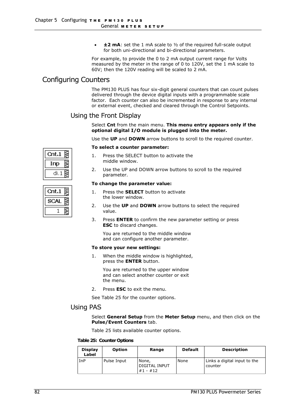 Configuring counters, Using the front display, Using pas | SATEC PM130 PLUS Manual User Manual | Page 82 / 159