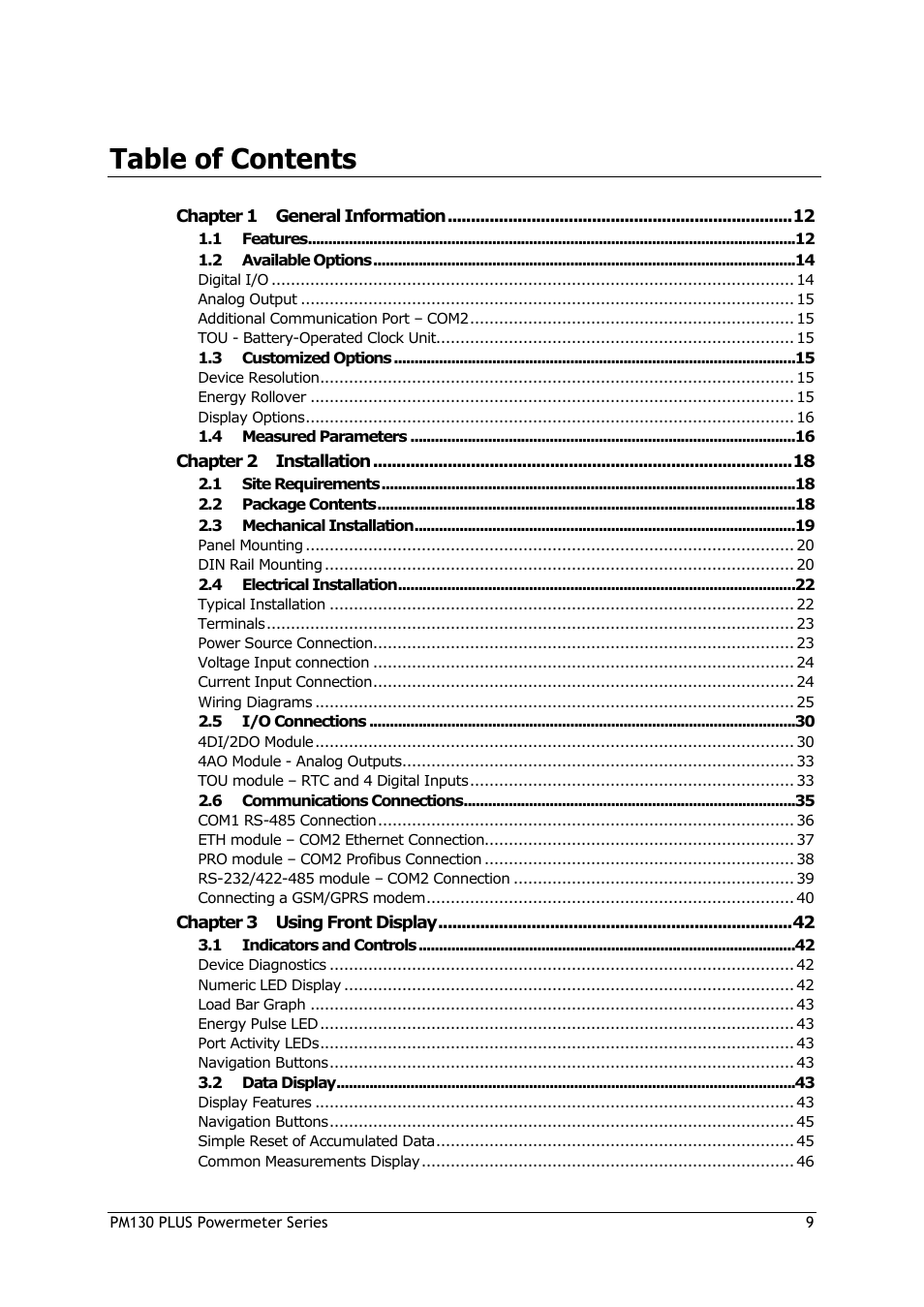 SATEC PM130 PLUS Manual User Manual | Page 9 / 159