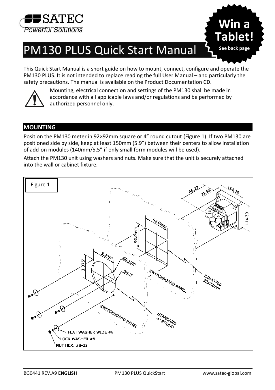 SATEC PM130 PLUS Quick Start User Manual | 4 pages