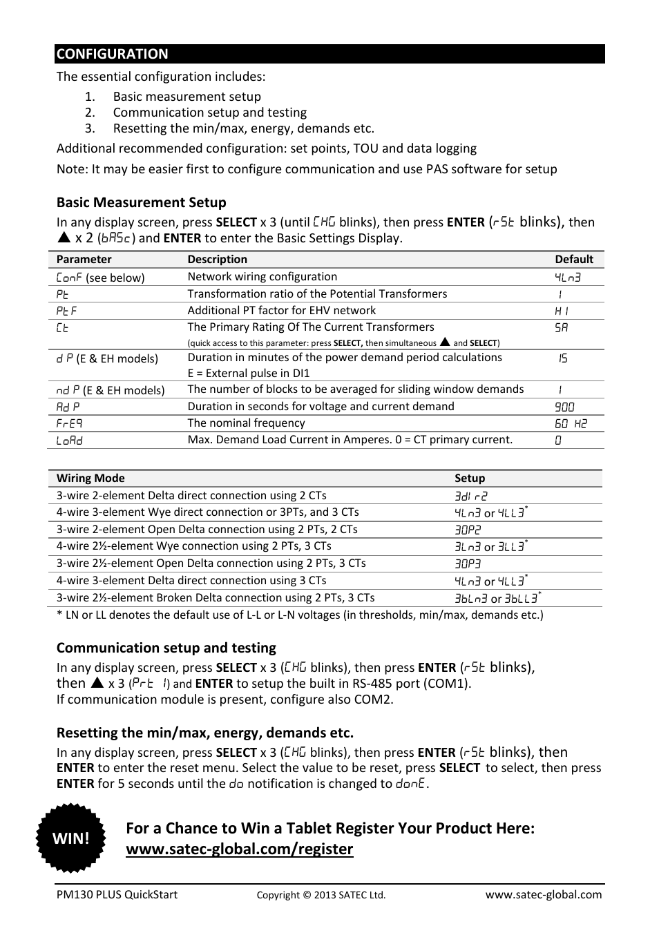 SATEC PM130 PLUS Quick Start User Manual | Page 4 / 4