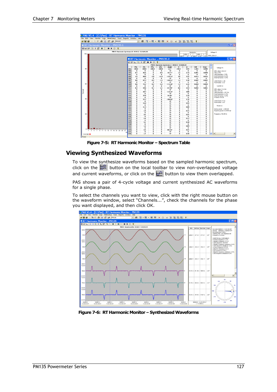 Viewing synthesized waveforms | SATEC PM135 Manual User Manual | Page 127 / 166