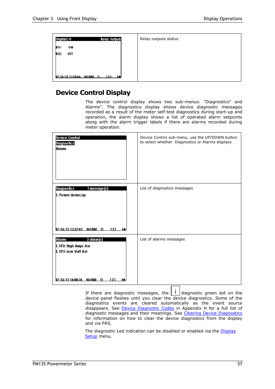 Device control display | SATEC PM135 Manual User Manual | Page 57 / 166