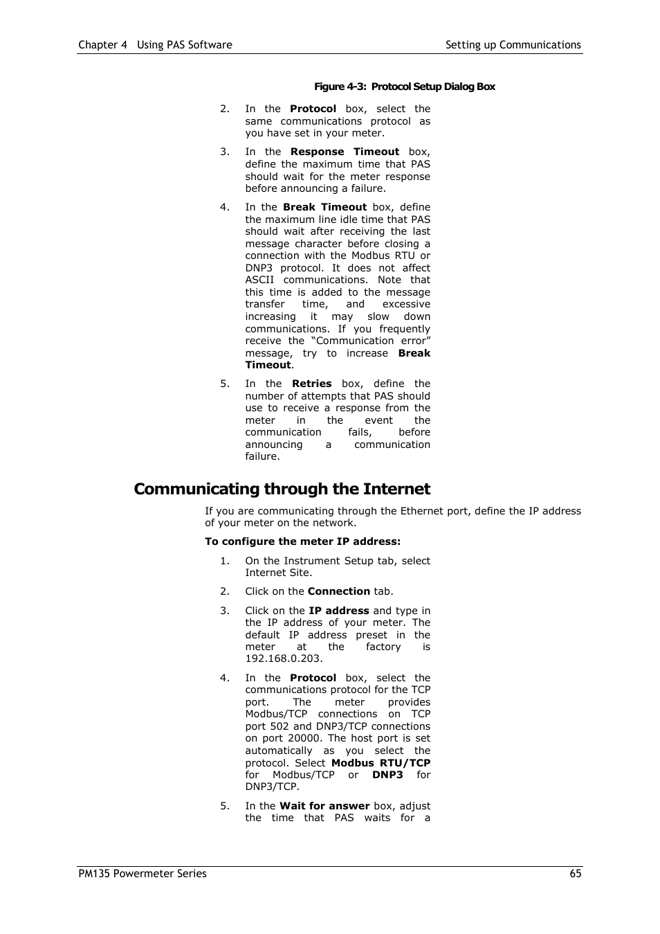 Communicating through the internet | SATEC PM135 Manual User Manual | Page 65 / 166