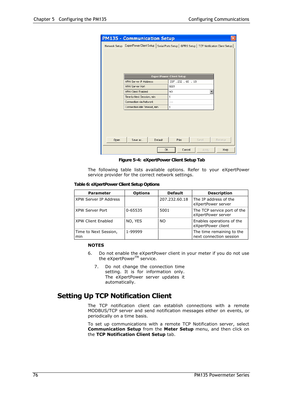 Setting up tcp notification client | SATEC PM135 Manual User Manual | Page 76 / 166