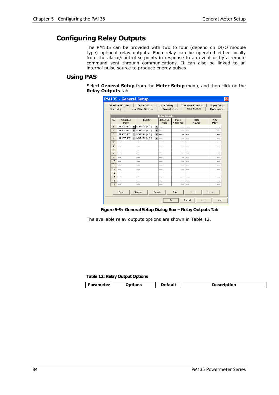 Configuring relay outputs, Using pas | SATEC PM135 Manual User Manual | Page 84 / 166