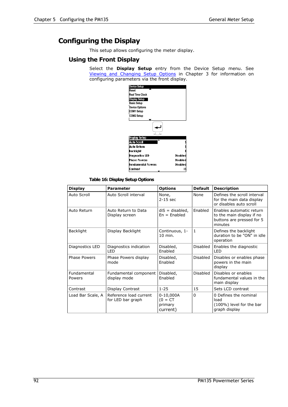 Configuring the display, Using the front display | SATEC PM135 Manual User Manual | Page 92 / 166