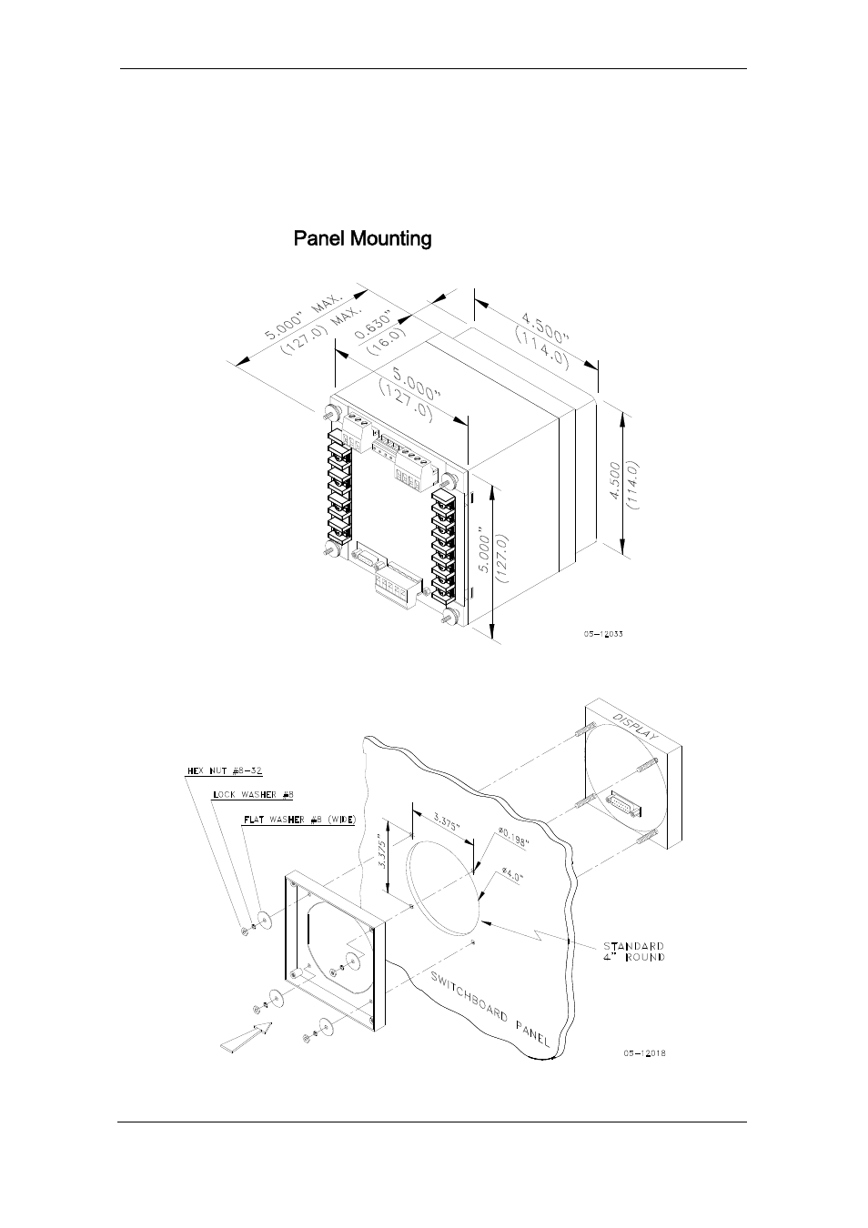 Chapter 2 installation, Mechanical installation, Panel mounting | SATEC RDM172 Manual User Manual | Page 10 / 135