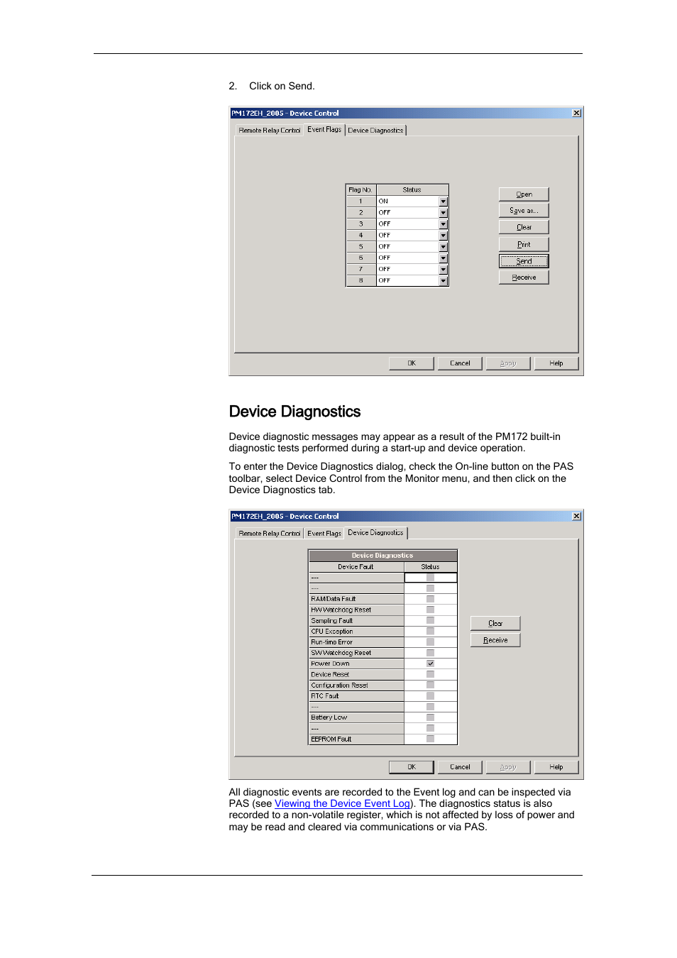 Device diagnostics, Remote device control, Remote relay control | Event flags | SATEC RDM172 Manual User Manual | Page 100 / 135