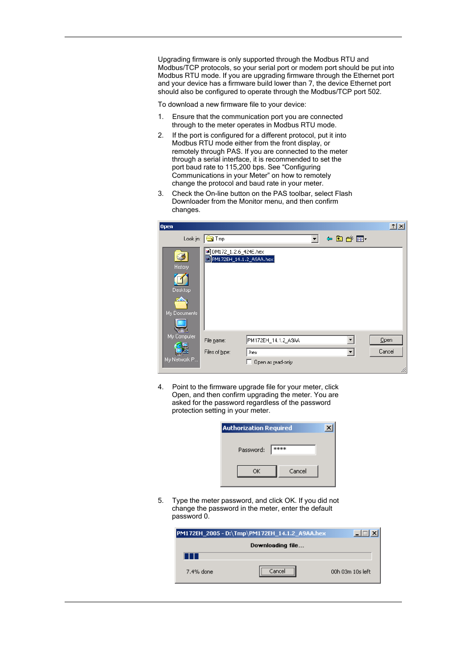 Administration, Upgrading device firmware, Changing a password | SATEC RDM172 Manual User Manual | Page 103 / 135