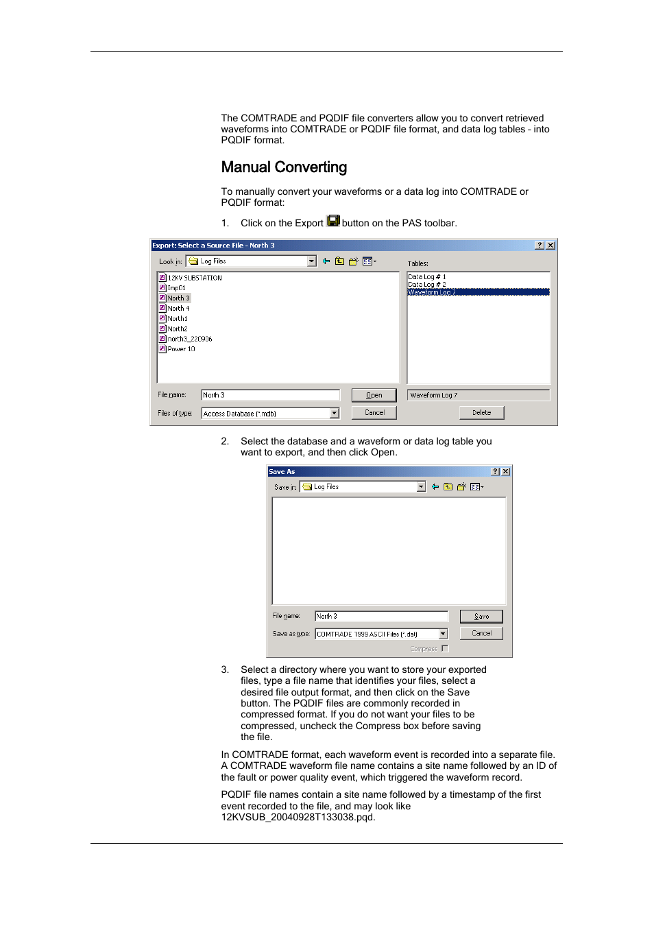 Comtrade and pqdif converters, Manual converting | SATEC RDM172 Manual User Manual | Page 115 / 135