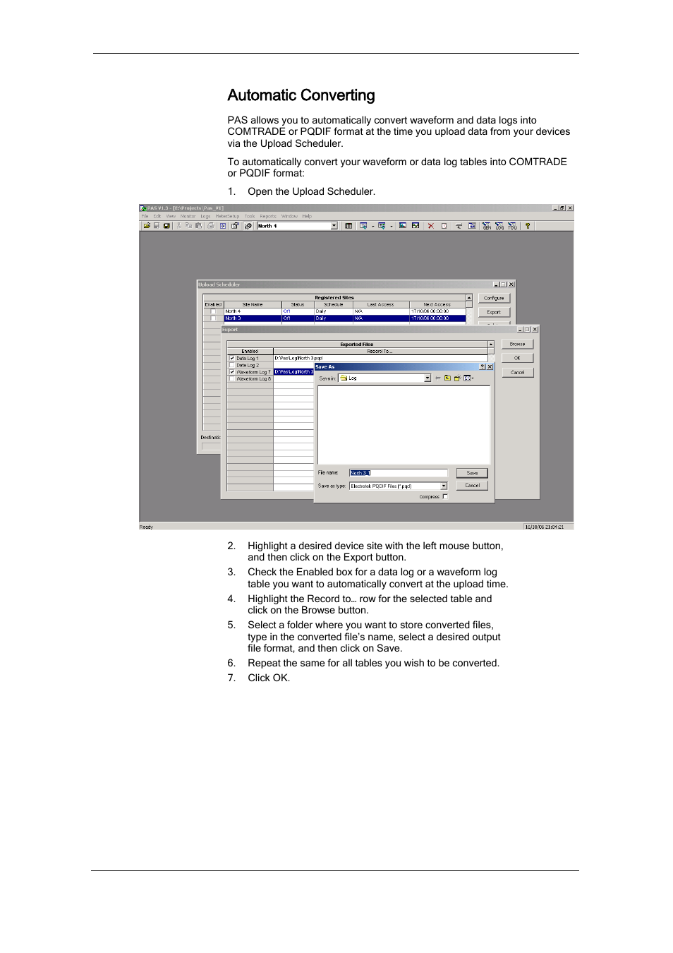 Automatic converting, Comtrade and pqdif converters, Manual converting | SATEC RDM172 Manual User Manual | Page 116 / 135