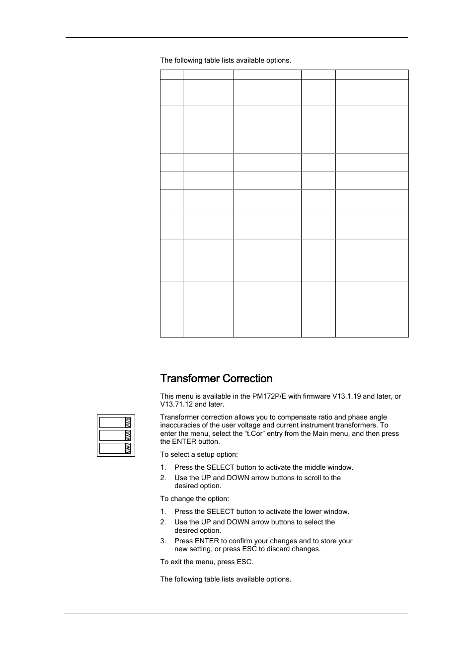 Transformer correction, Chapter 3 display operations menu operations, Series pm172 powermeters | SATEC RDM172 Manual User Manual | Page 44 / 135