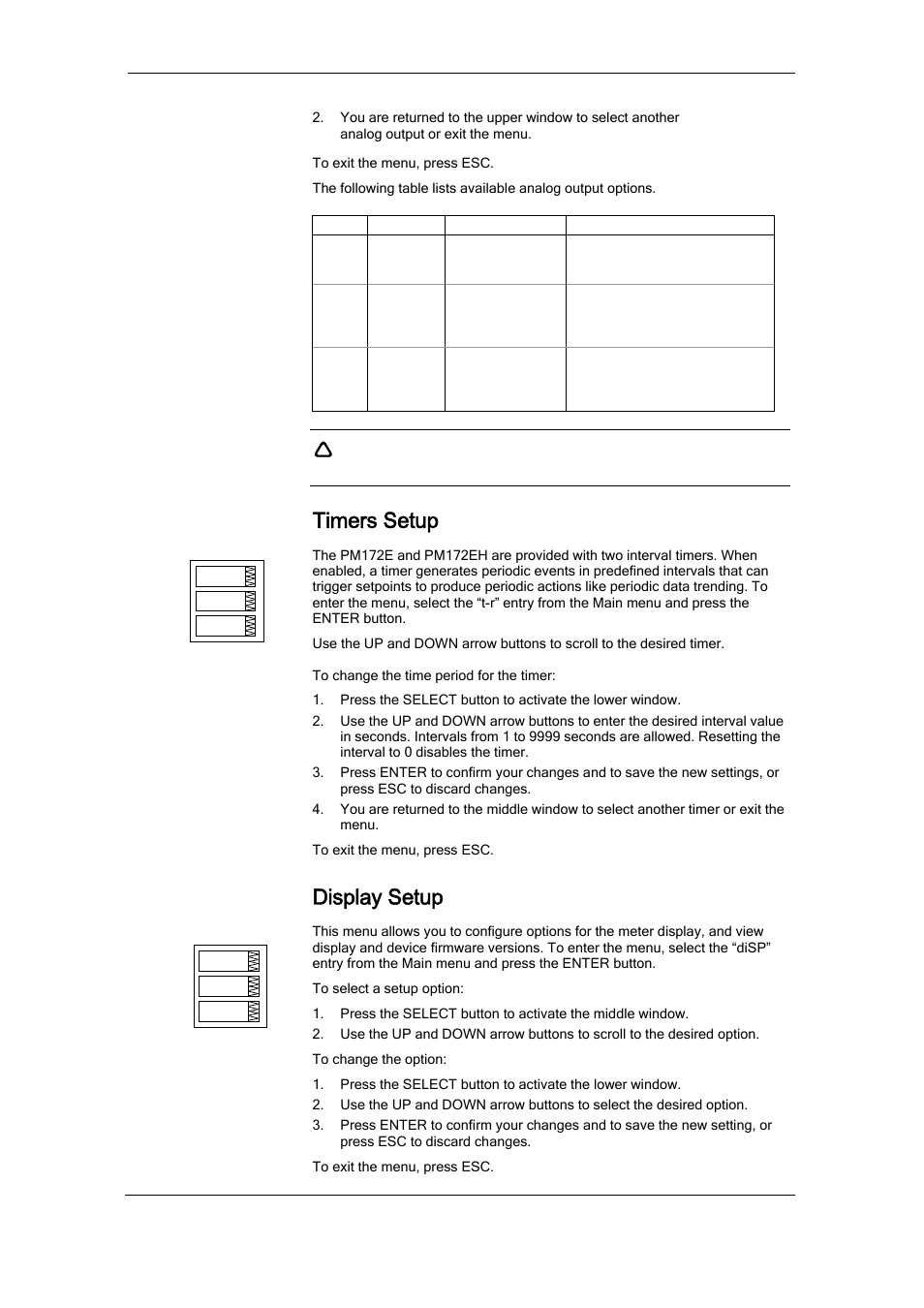 Timers setup, Display setup | SATEC RDM172 Manual User Manual | Page 52 / 135