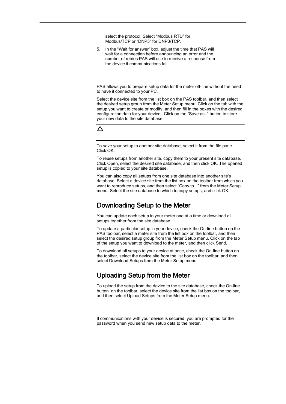 Setting up the meter, Downloading setup to the meter, Uploading setup from the meter | Authorization | SATEC RDM172 Manual User Manual | Page 59 / 135