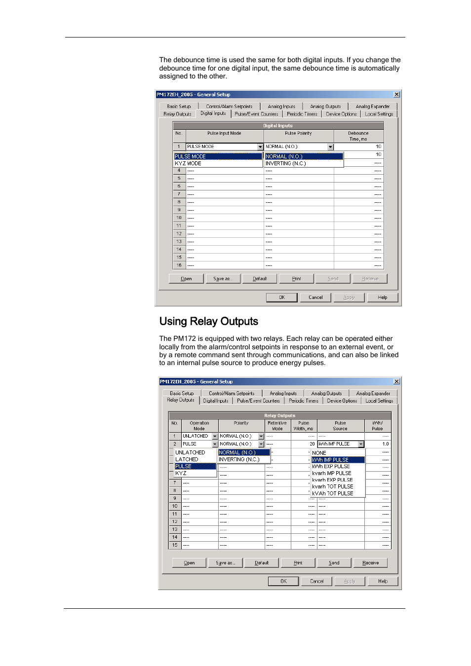 Using relay outputs, Unlt see, Nor see | Dis see | SATEC RDM172 Manual User Manual | Page 70 / 135