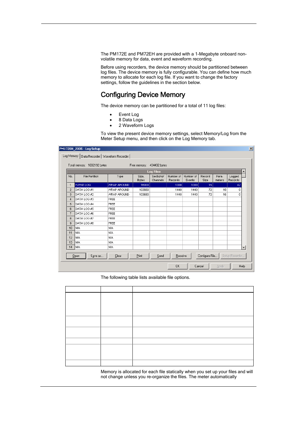 Configuring recorders, Configuring device memory | SATEC RDM172 Manual User Manual | Page 86 / 135