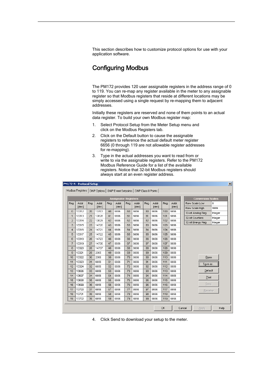 Configuring communication protocols, Configuring modbus, Modbus point mapping | SATEC RDM172 Manual User Manual | Page 93 / 135