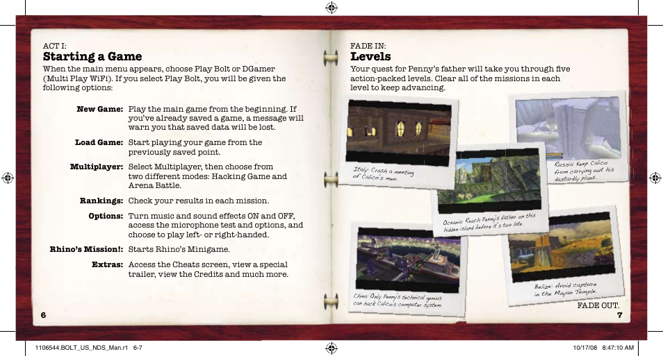 Starting a game, Levels | Disney Interactive Studios Episode #332 User Manual | Page 5 / 11