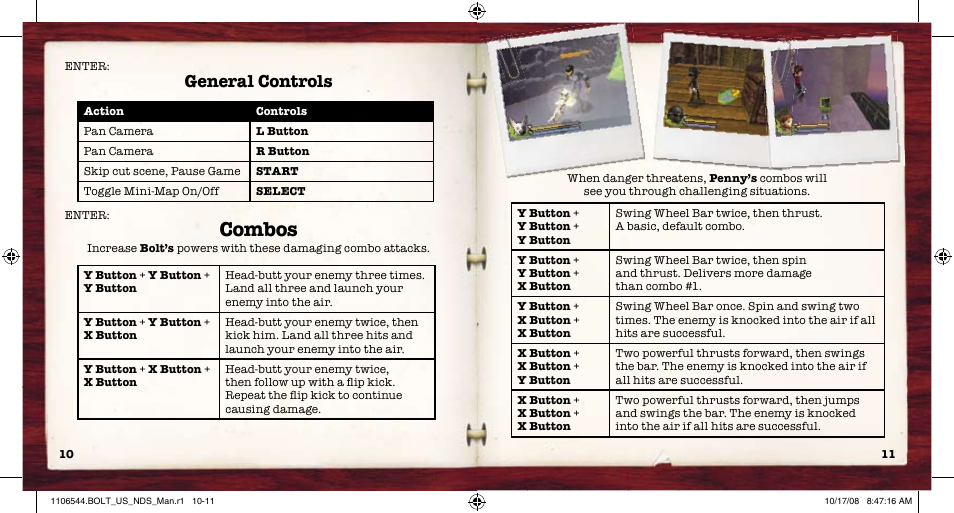Combos, General controls | Disney Interactive Studios Episode #332 User Manual | Page 7 / 11