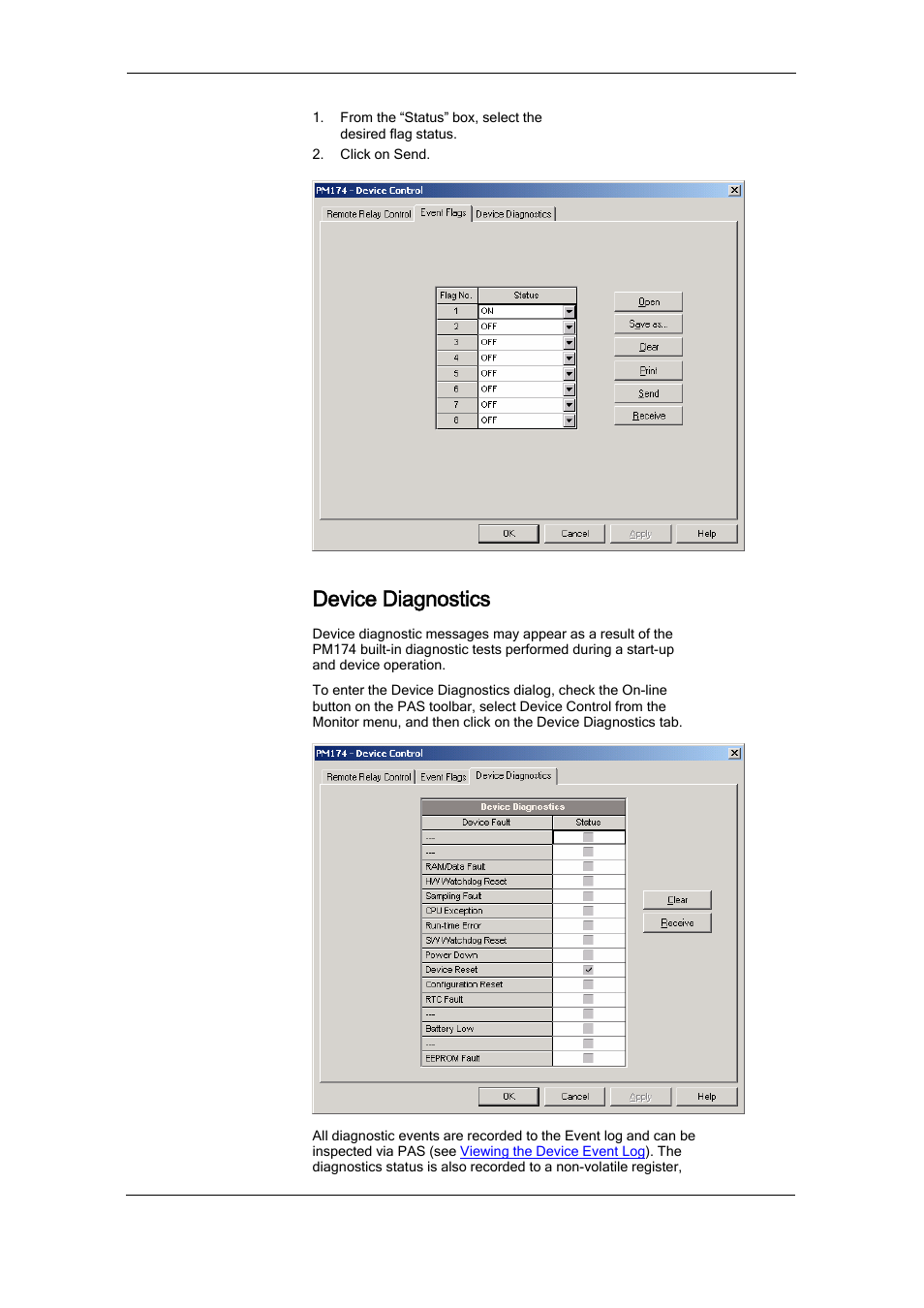 Device diagnostics | SATEC PM174 Manual User Manual | Page 106 / 149