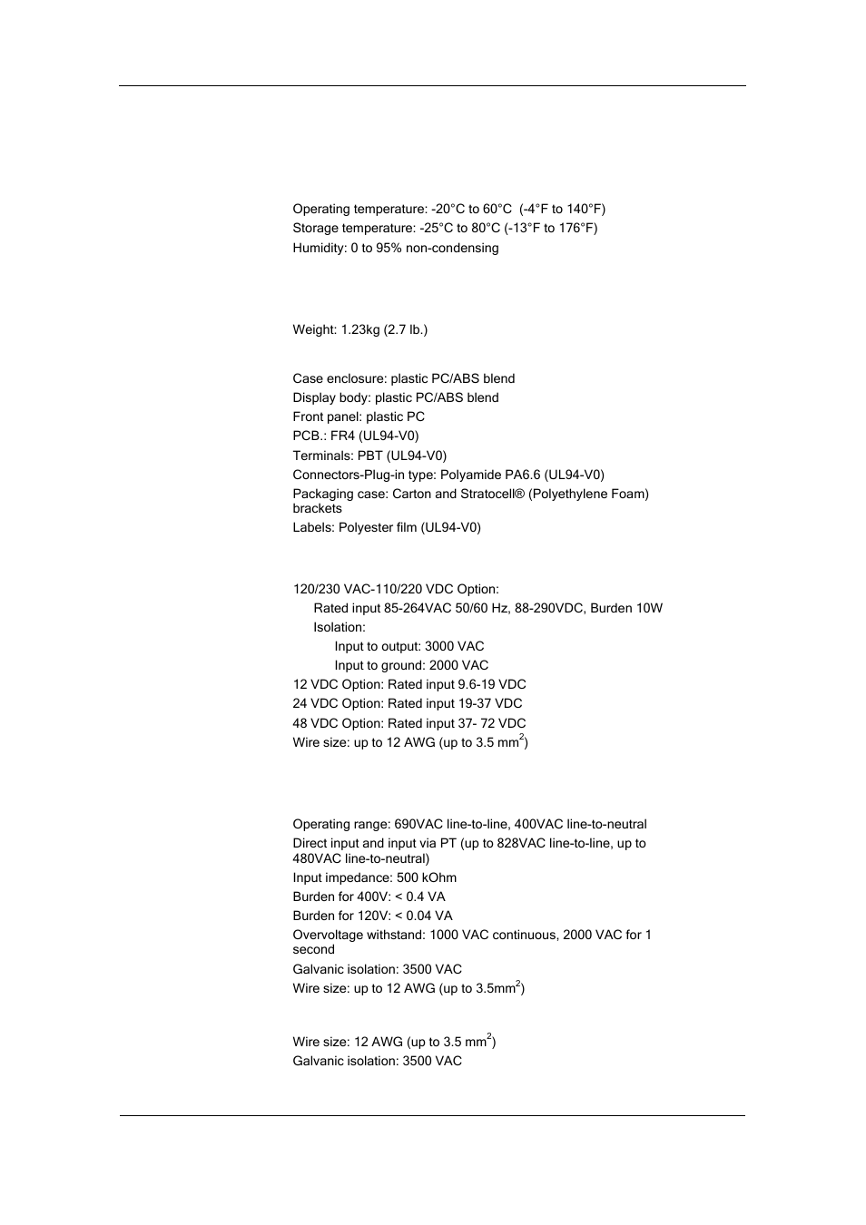 Appendix a technical specifications, Environmental conditions, Construction | Power supply, Input ratings | SATEC PM174 Manual User Manual | Page 129 / 149