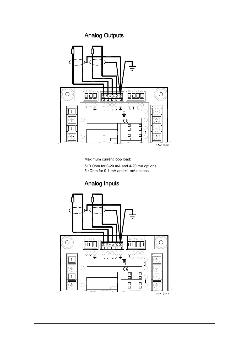 Analog outputs, Analog inputs, Chapter 2 installation i/o connections | Series pm174 powermeters, Load shield, Protective ground, Sensor shield, Figure 2-28 analog input connection | SATEC PM174 Manual User Manual | Page 26 / 149