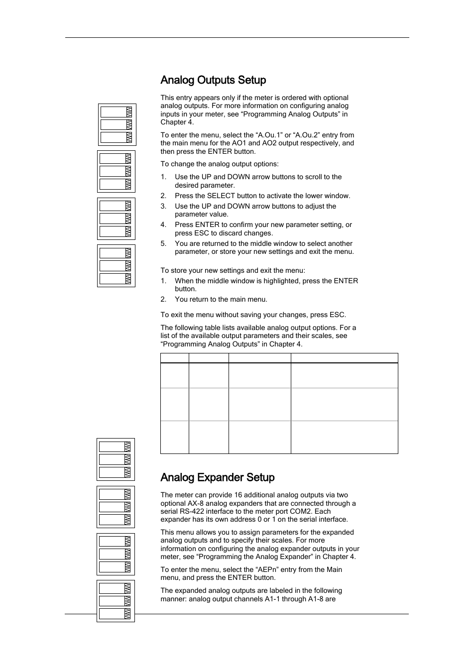 Analog outputs setup, Analog expander setup | SATEC PM174 Manual User Manual | Page 52 / 149