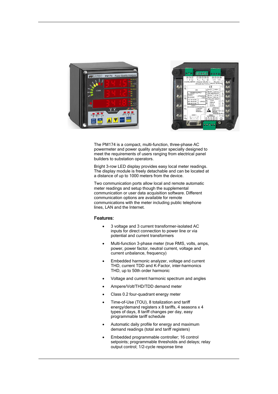 Chapter 1 general information | SATEC PM174 Manual User Manual | Page 7 / 149