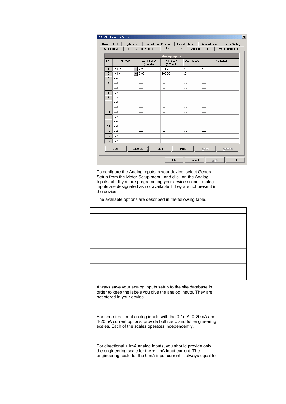 Scaling non-directional analog inputs, Scaling ±1ma analog inputs | SATEC PM174 Manual User Manual | Page 75 / 149