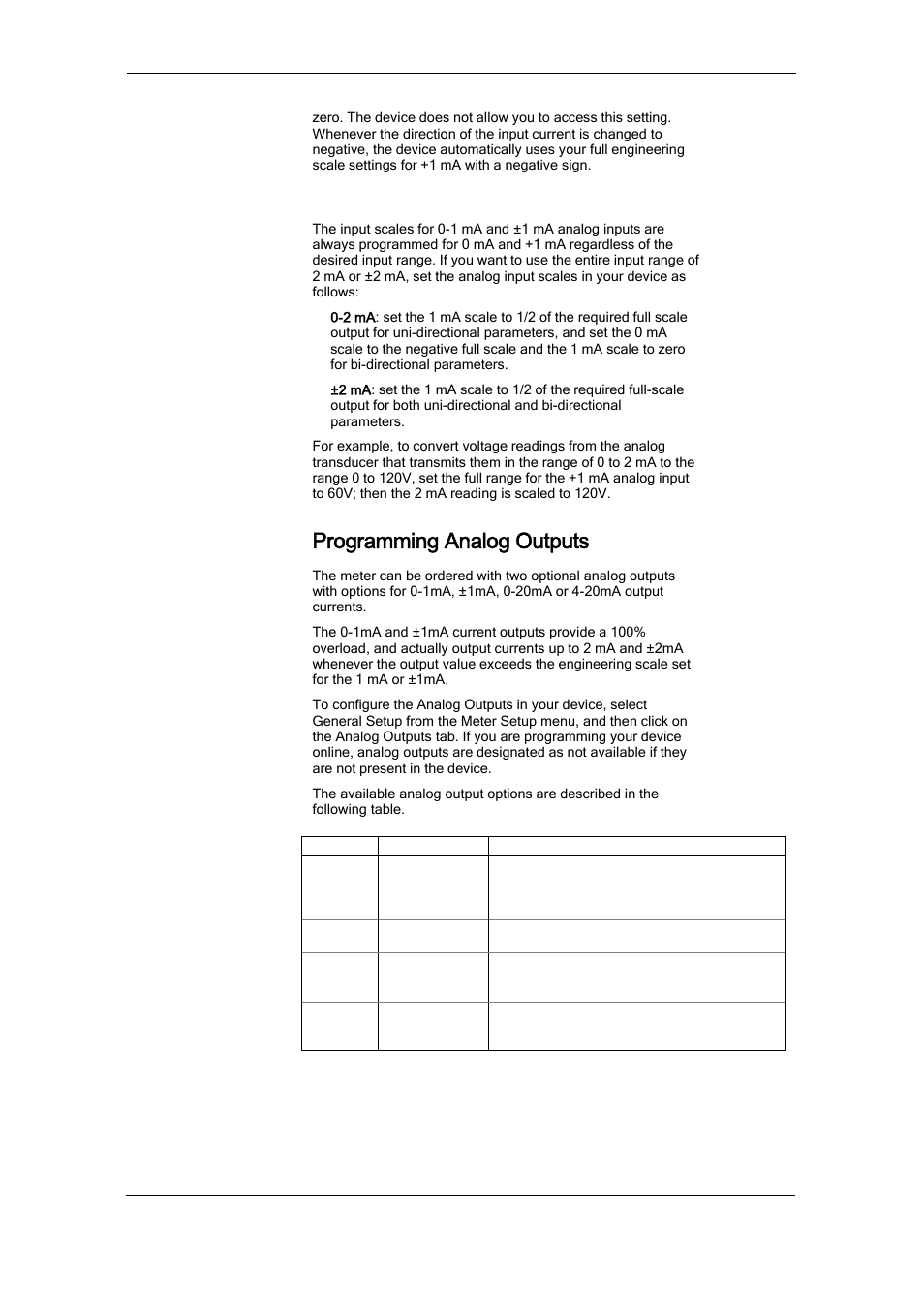 Scaling analog inputs for 0-2 ma and ±2 ma, Programming analog outputs | SATEC PM174 Manual User Manual | Page 76 / 149