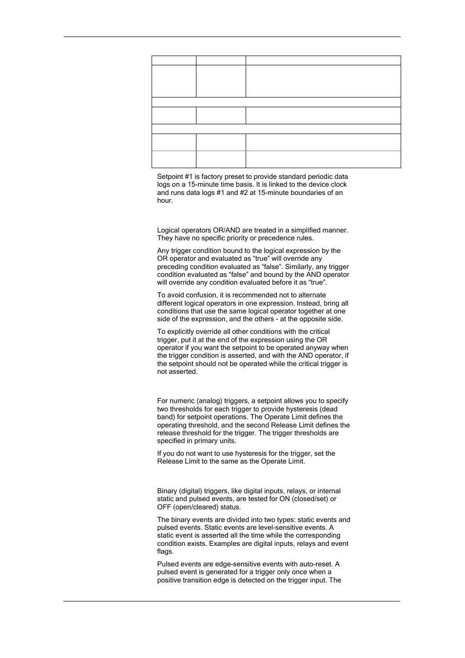Using logical expressions, Using numeric triggers, Using binary triggers | SATEC PM174 Manual User Manual | Page 82 / 149