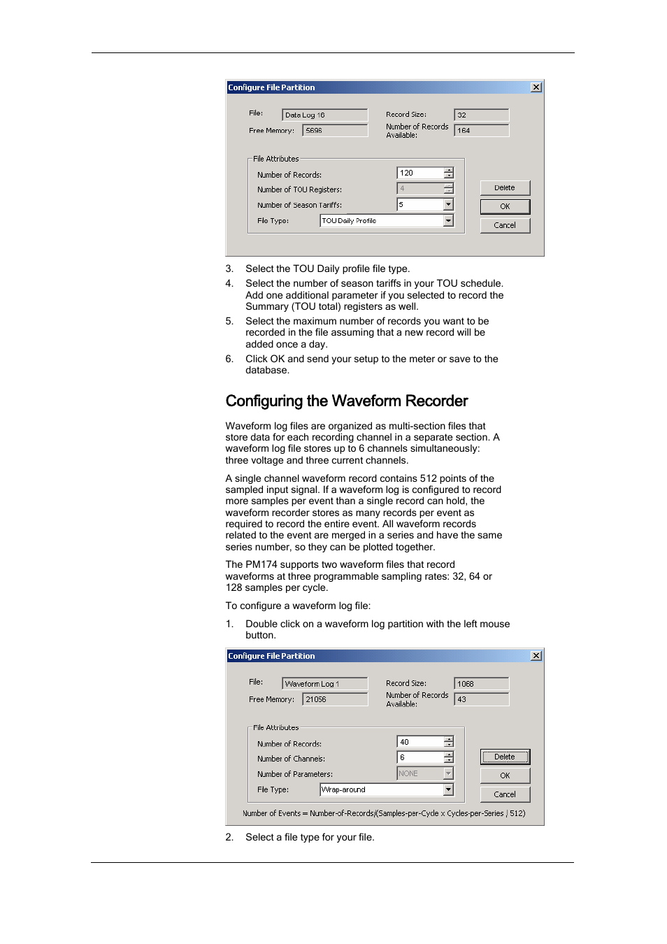 Configuring the waveform recorder | SATEC PM174 Manual User Manual | Page 94 / 149
