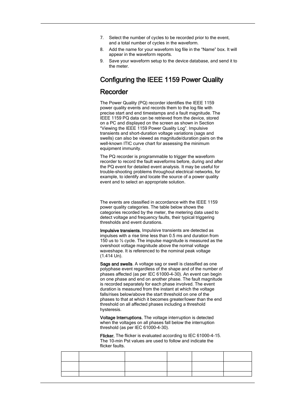 Configuring the ieee 1159 power quality recorder, Pq events evaluation | SATEC PM174 Manual User Manual | Page 96 / 149