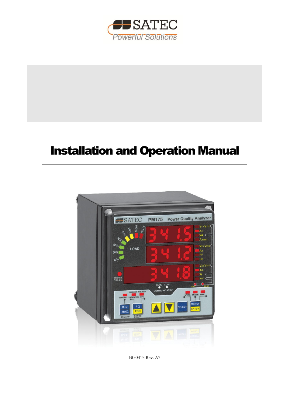 SATEC PM175 Manual User Manual | 168 pages