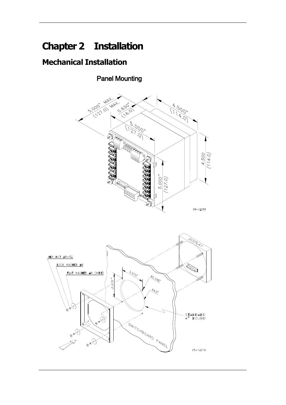Chapter 2 installation, Mechanical installation, Panel mounting | SATEC PM175 Manual User Manual | Page 10 / 168