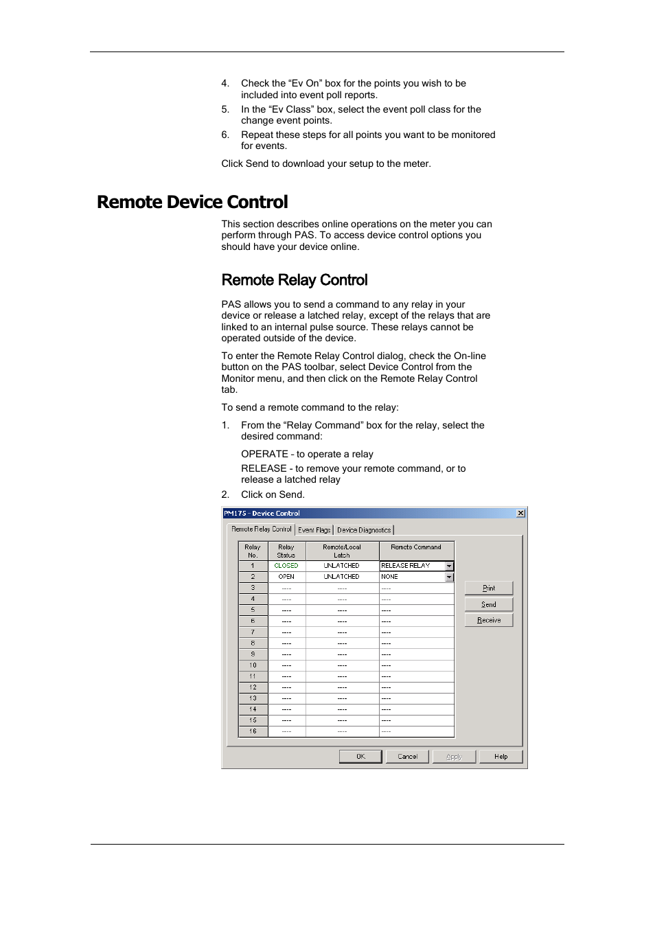 Remote device control, Remote relay control | SATEC PM175 Manual User Manual | Page 113 / 168